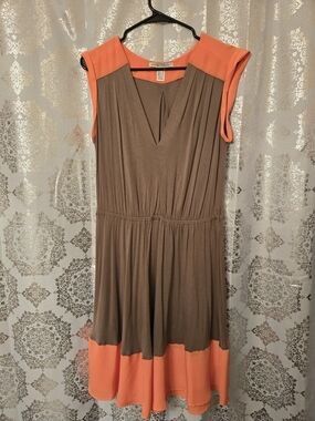 Mango Brown Dress with Coral Accents